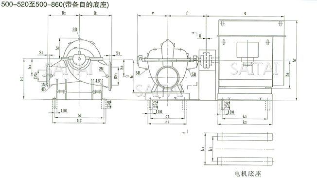 SOW中开泵(500-520 ~ 500-860)安装尺寸